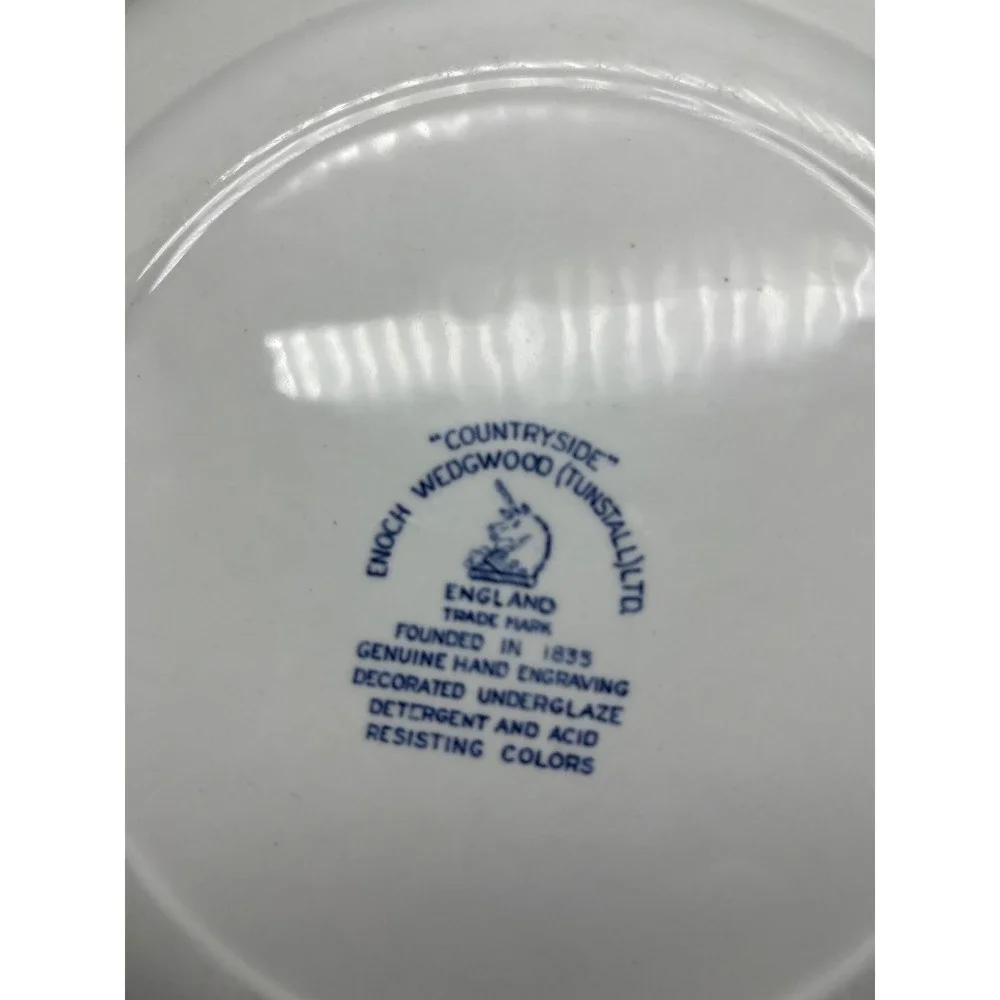 Enoch Wedgwood Countryside Blue Transferware Plate Vintage England Blue White‎